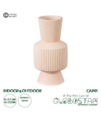 GloboStar® Artificial Garden CAPRI 20468 Πήλινο Κεραμικό Κασπώ Γλάστρα - Flower Pot Απαλό Μπεζ Φ7.5cm x Υ20cm